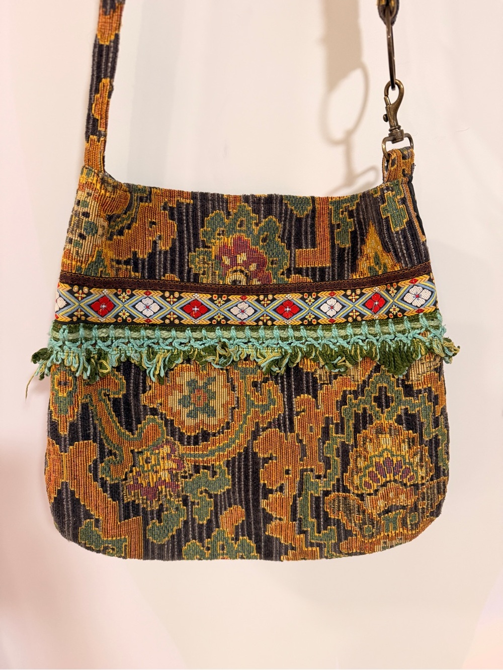 Boho Floral Tapestry Crossbody Bag
